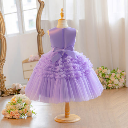Wholesale Princess Lace Dress for Girls | Puffy Tulle Birthday Party Outfit & Piano Performance Costume | Formal Kids Ball Gown 2-8Y for Boutiques