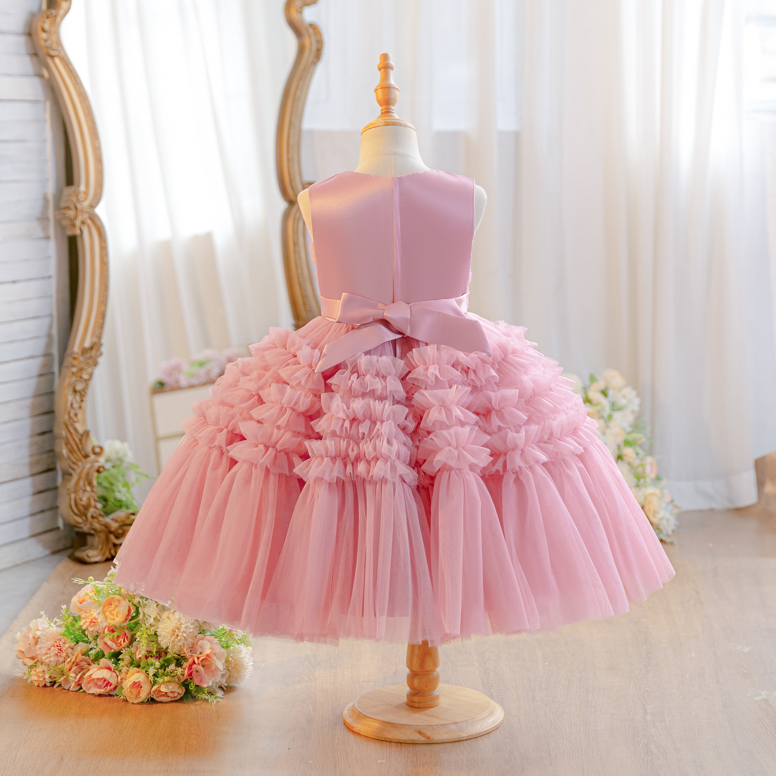 Wholesale Princess Lace Dress for Girls | Puffy Tulle Birthday Party Outfit & Piano Performance Costume | Formal Kids Ball Gown 2-8Y for Boutiques