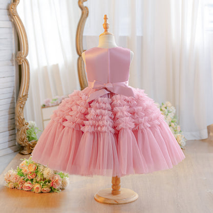 Wholesale Princess Lace Dress for Girls | Puffy Tulle Birthday Party Outfit & Piano Performance Costume | Formal Kids Ball Gown 2-8Y for Boutiques