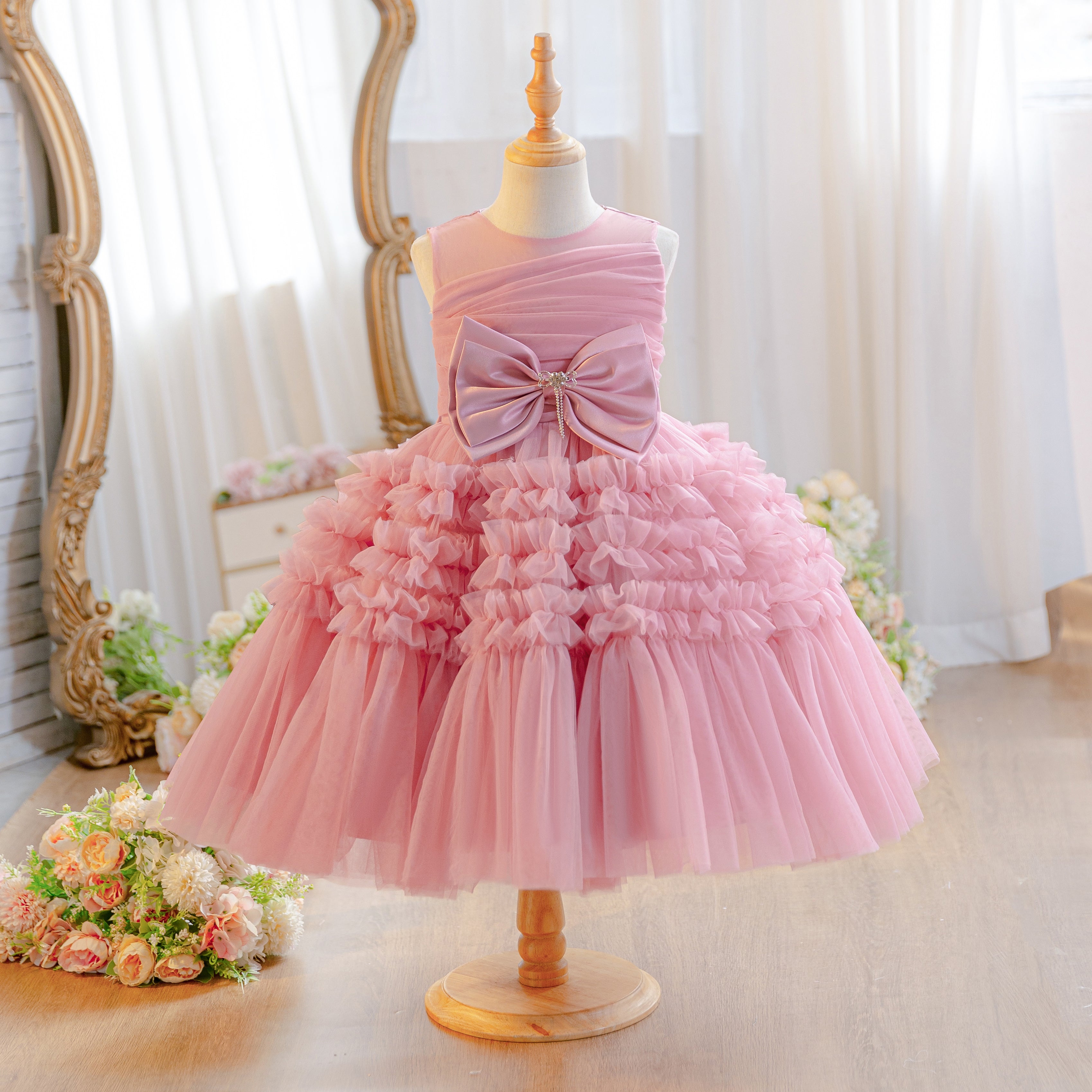 Wholesale Princess Lace Dress for Girls | Puffy Tulle Birthday Party Outfit & Piano Performance Costume | Formal Kids Ball Gown 2-8Y for Boutiques