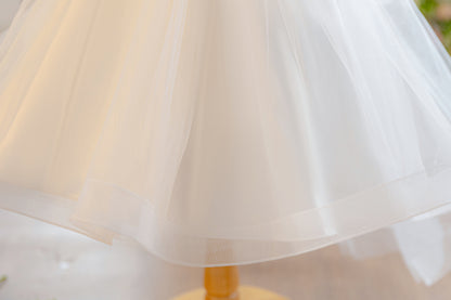 Wholesale 18M-7Y Girls Off Shoulder 3D Flower Tulle Princess Dress, Kids Birthday Party Soft Mesh Hi-Lo Formal Gown