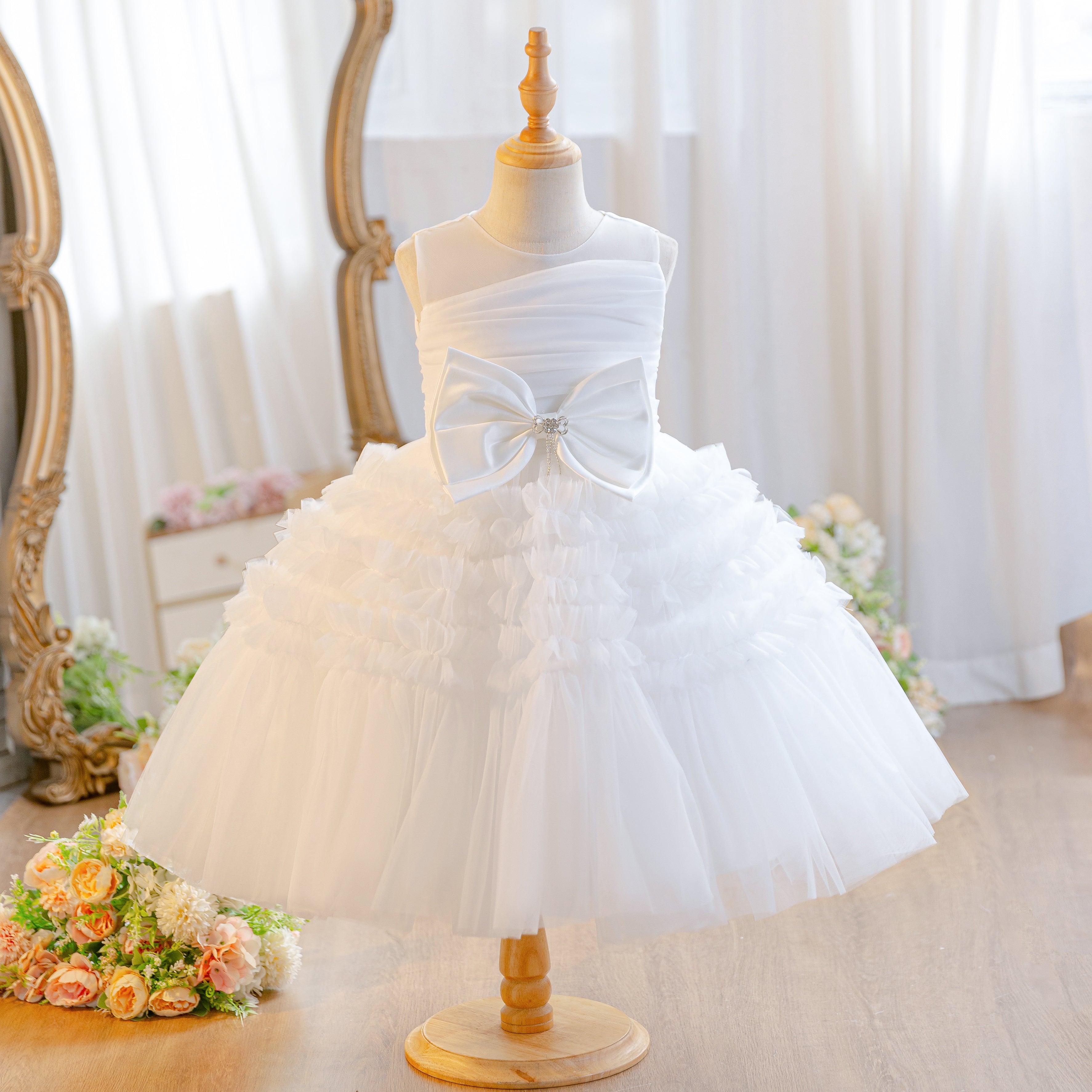 Wholesale Princess Lace Dress for Girls | Puffy Tulle Birthday Party Outfit & Piano Performance Costume | Formal Kids Ball Gown 2-8Y for Boutiques