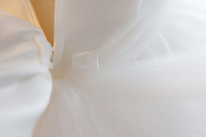 Wholesale 18M-7Y Girls Off Shoulder 3D Flower Tulle Princess Dress, Kids Birthday Party Soft Mesh Hi-Lo Formal Gown