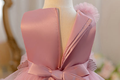 Wholesale 18M-7Y Girls Sleeveless 3D Flower Ruffle Tiered Tulle Princess Dress, Kids Birthday Party Soft Mesh Formal Gown