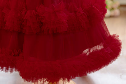 Wholesale 18M-7Y Girls Off Shoulder Sequin Tiered Tulle Princess Dress, Kids Birthday Party Bow Soft Mesh Formal Gown