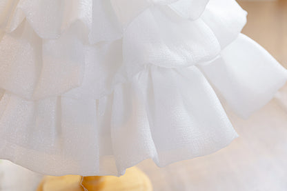 Wholesale 18M-7Y Girls Flutter Bow Glitter Tiered Tulle Princess Dress, Kids Birthday Party Pearl Waist Soft Mesh Formal Gown