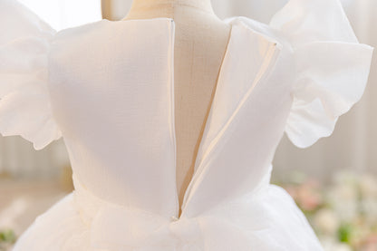 Wholesale 5-11Y Girls 3D Rose Tulle Princess Dress, Kids Birthday Party Pearl Waist Soft Shimmer Mesh Formal Gown