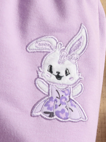 Wholesale 6M-3T Girls 3Pcs Floral Ear Hooded Vest Outfit Set, Soft Cotton Knit Bunny Embroidery Toddler Sweatshirt & Jogger Pants
