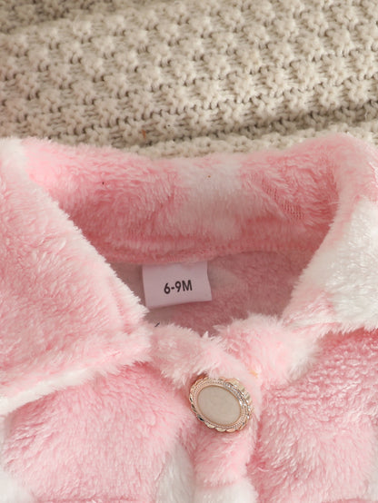 Wholesale 6M-3T Girls 2Pcs Star Fleece Jacket & Rib Knit Dress Outfit Set, Soft Fluffy Plush Toddler Winter Clothing Set