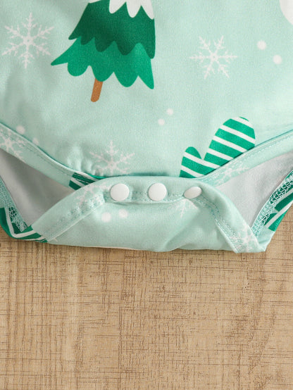 Wholesale 0-18M Baby Girls 3Pcs Christmas Snowman Suspender Skirt Outfit Set, Soft Rib Knit Flutter Sleeve Bodysuit Dress Set