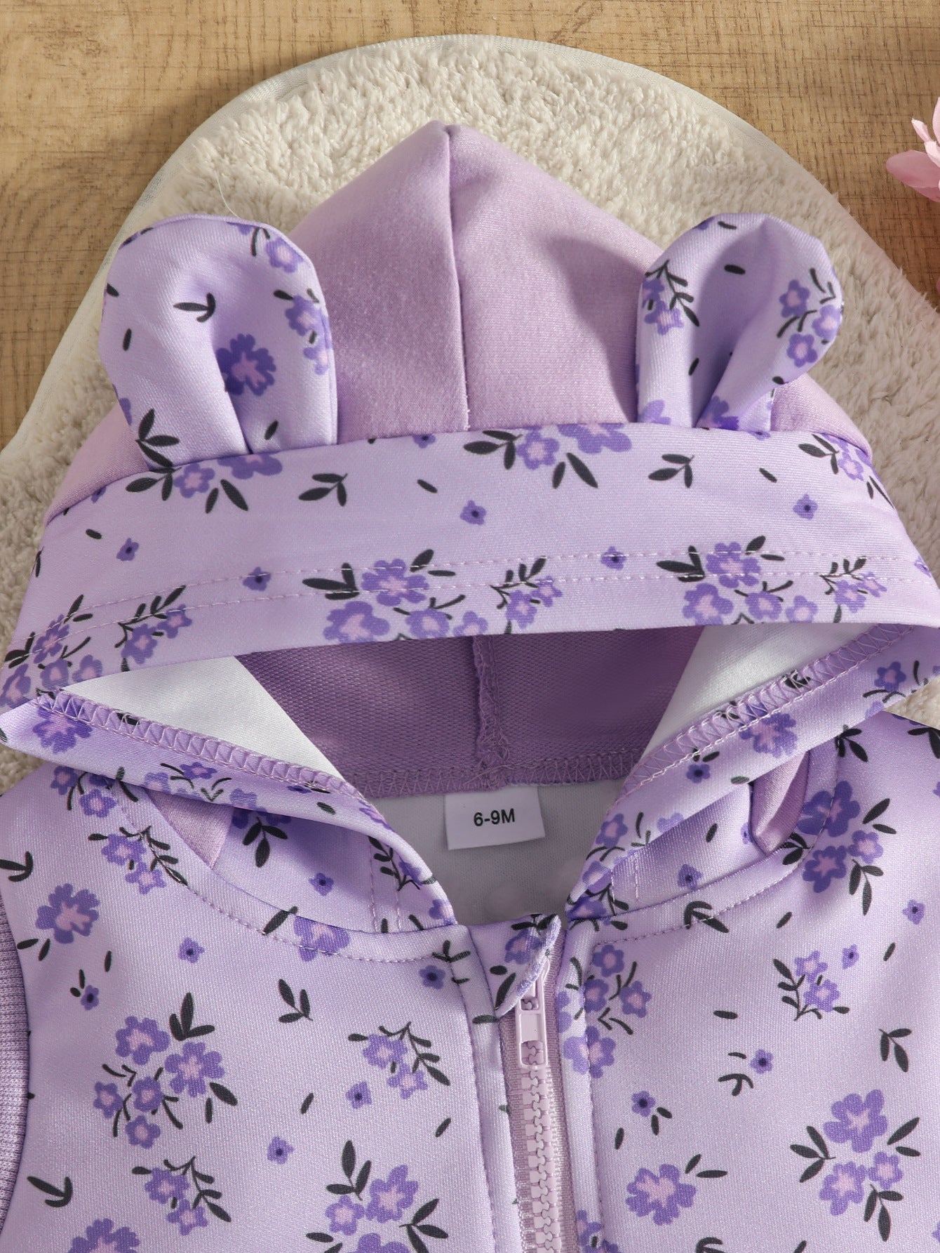 Wholesale 6M-3T Girls 3Pcs Floral Ear Hooded Vest Outfit Set, Soft Cotton Knit Bunny Embroidery Toddler Sweatshirt & Jogger Pants