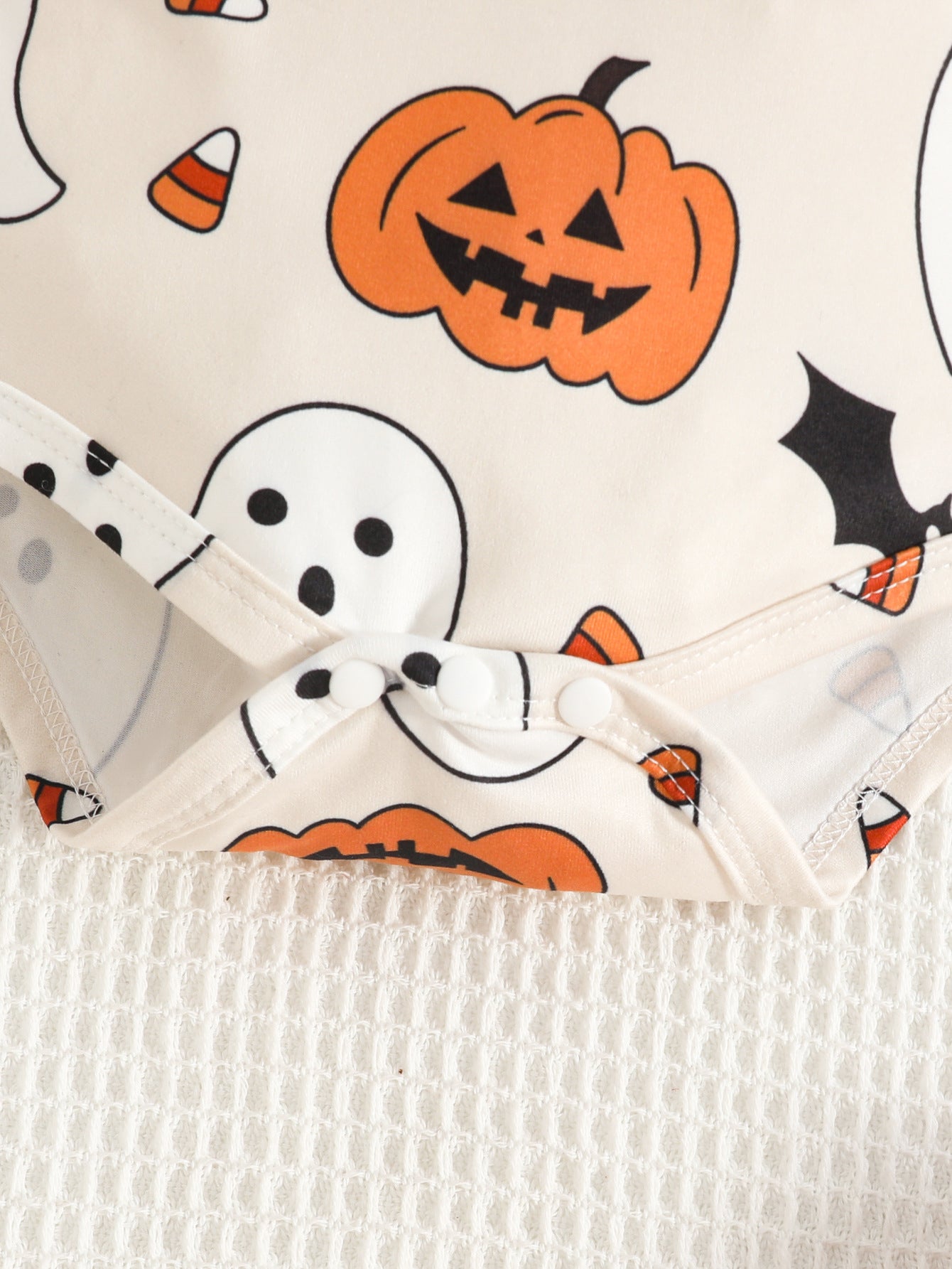 Wholesale 0-18M Baby Girls 3Pcs Halloween Ghost Pumpkin Suspender Skirt Outfit Set, Soft Rib Knit Long Sleeve Bodysuit Dress Set