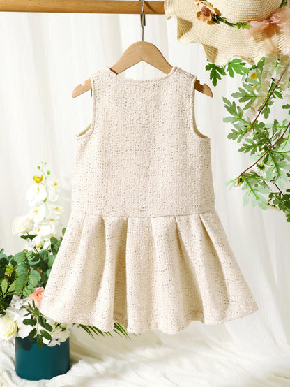 4-12Y Ready Stock Kid Girls Princess Dress French High-end Sleeveless Pleated Skirt Fake Pocket One Piece Feast Dress,As Gift 4-12 Catpapa JEMY0305