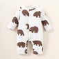 0-12M Kid fashion Girls Pajamas Jumpsuit Onesies Bodysuit Bear Print Single Breasted Design White Catpapa WJ212208302