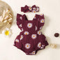 0-18M Kids Fashion Baby Girls Clothes New Born Girls Bodysuit Daisy Print Flying Sleeve Romper Headband Set Catpapa 32102758