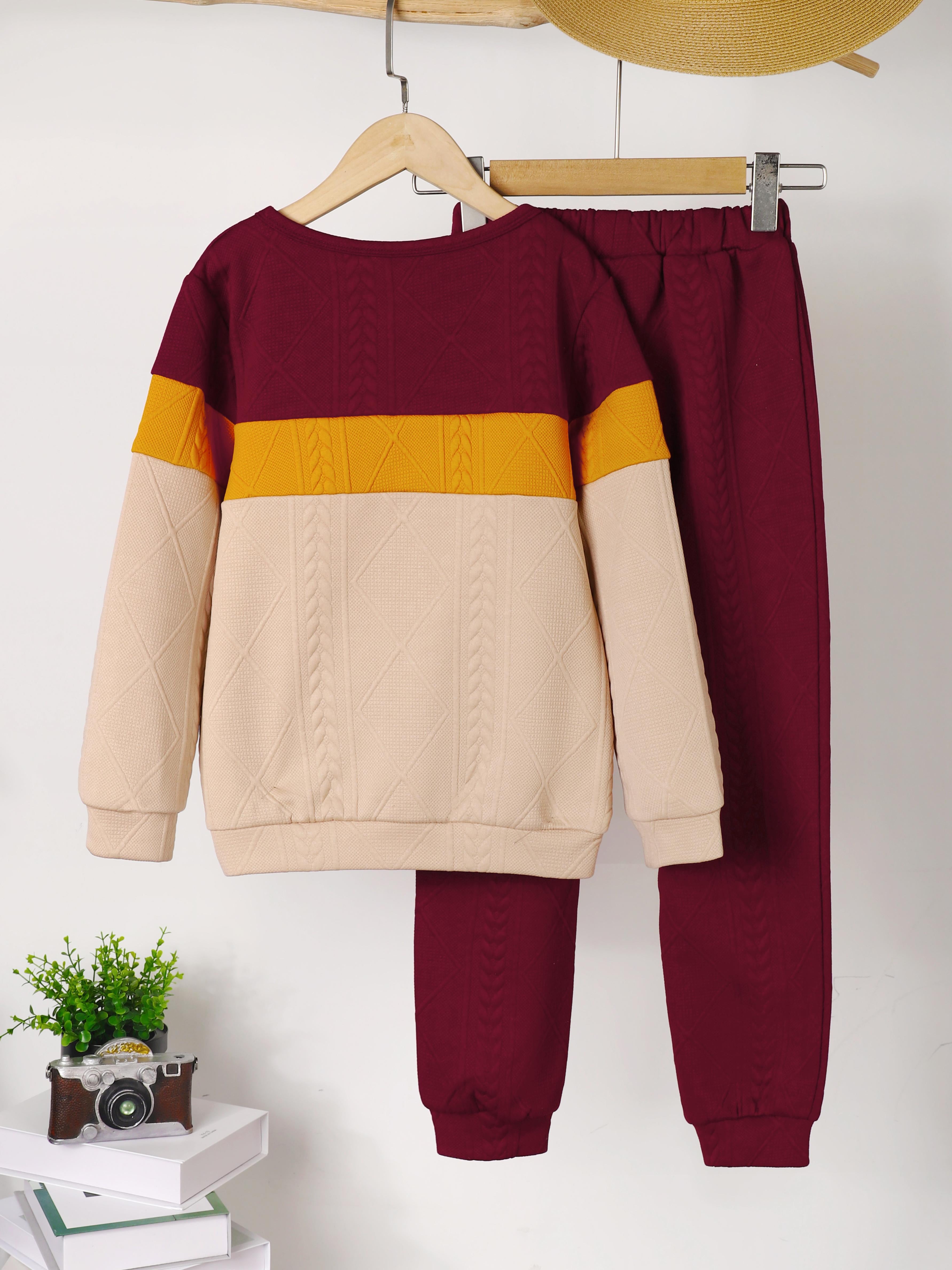 8-14Y Ready Stock Kids Boys Outfits Pants Sets Splice Long Sleeve Sweater For Fall Winter Essential Pants 2Pcs Clothes Set Catpapa 462305012