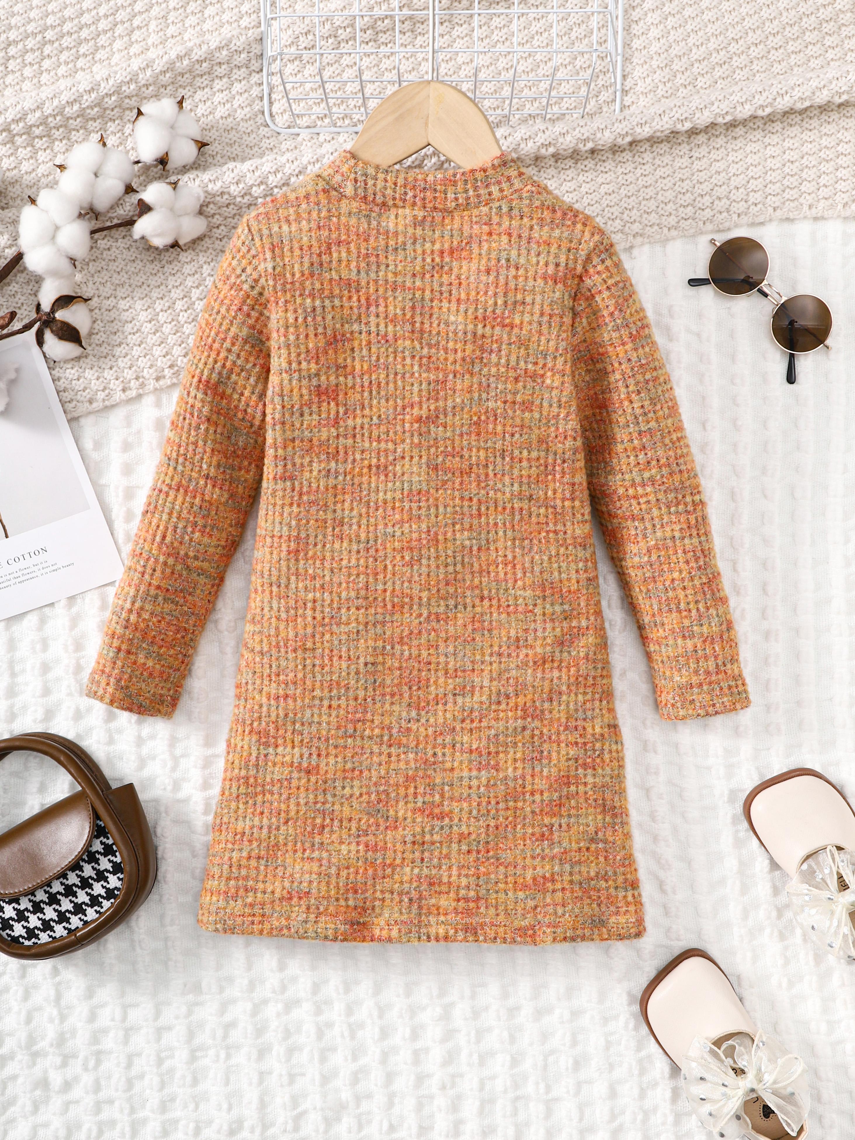 1-8Y Ready Stock Kids Girls Dress Fall Winter Brushed Waffle Knitted Long Sleeve Dress One Piece Casual Dress Catpapa 462307167
